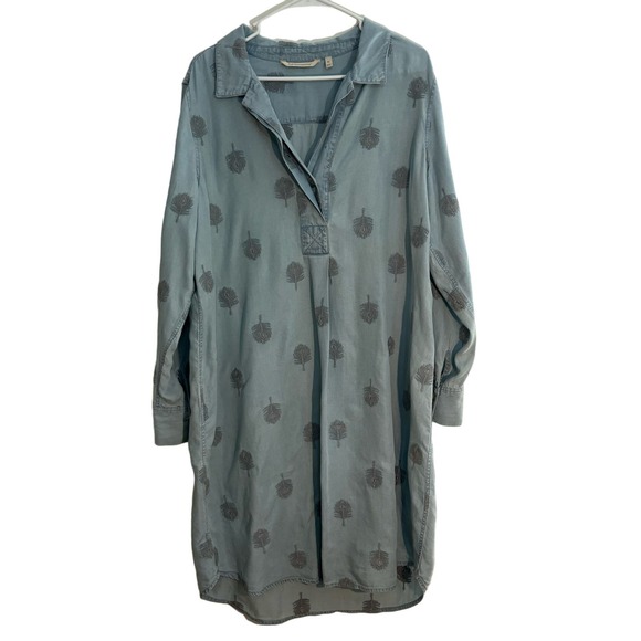 Soft Surroundings Dresses & Skirts - Soft Surroundings Dress Women’s Paisley Park Gray Midi Feathers Chambray XL